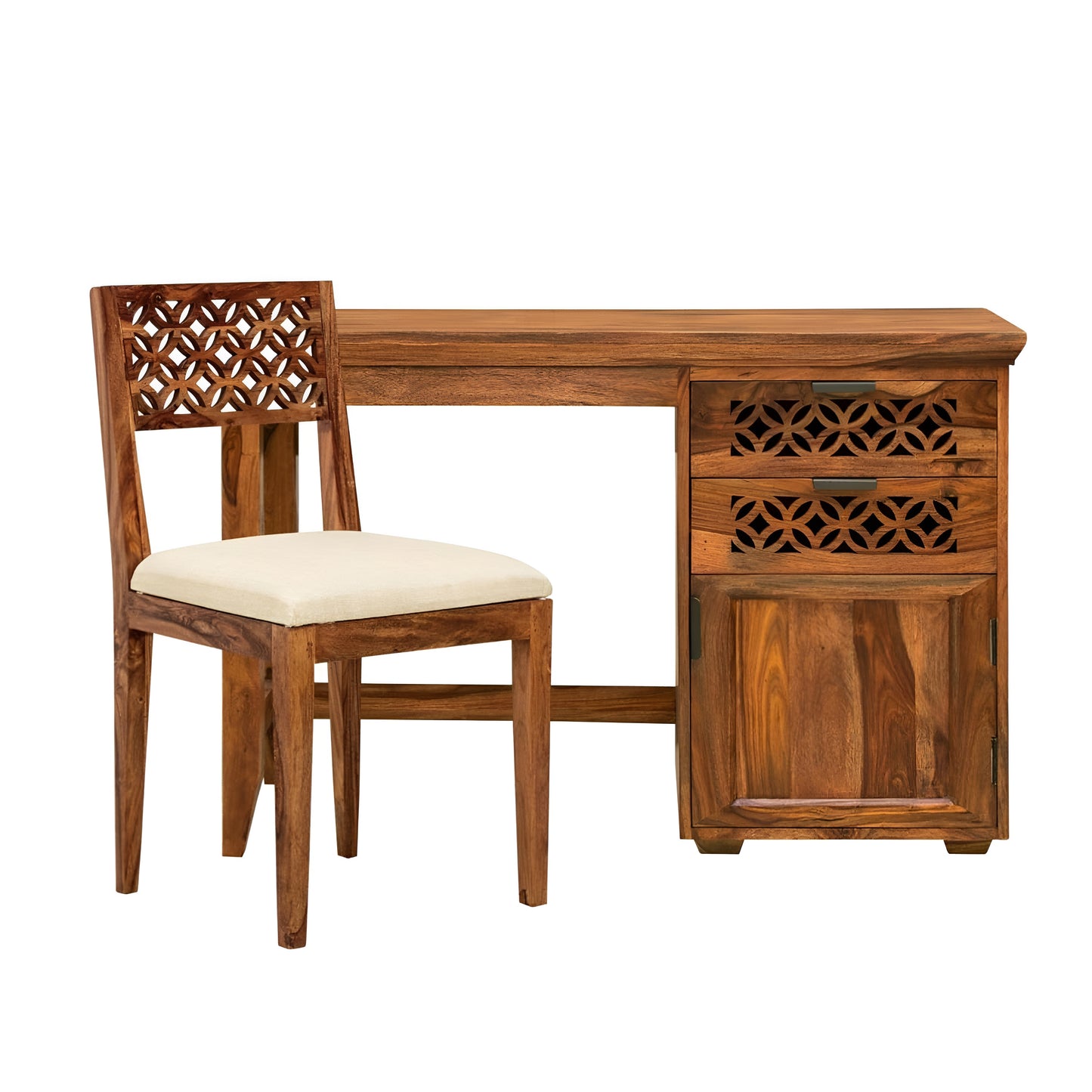 Teak Finish Wooden Office Desk for Home & Workspace