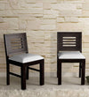 Jeenwood Wooden Dining Chairs Only | Wooden Dinning Chairs with Cushion | Dining Room Furniture | Sheesham Wood, Set of 2, Warm Chestnut - Brown