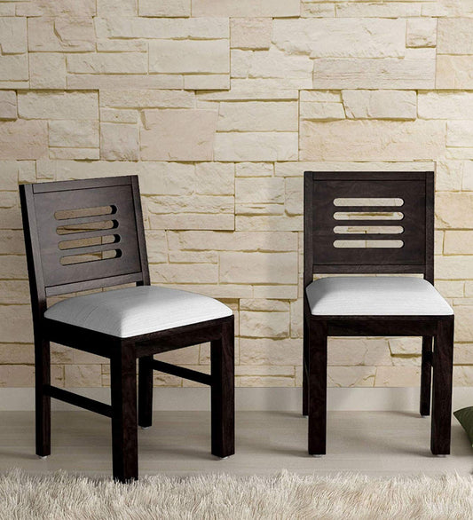Jeenwood Wooden Dining Chairs Only | Wooden Dinning Chairs with Cushion | Dining Room Furniture | Sheesham Wood, Set of 2, Warm Chestnut - Brown