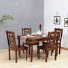 Jeenwood Sheesham Wooden Dining Set 4 Seater with 4 Chairs | Four Seater Wooden Dining Table Set | Dining Table Set of 4 for Dining Room Furniture Restaurant & Hotel - Brown
