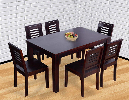 Jeenwood Sheesham Wood Dining Table 6 Seater | Dinning Table with 6 Chairs | Dining Room Furniture | Dark Walnut Finished - Brown
