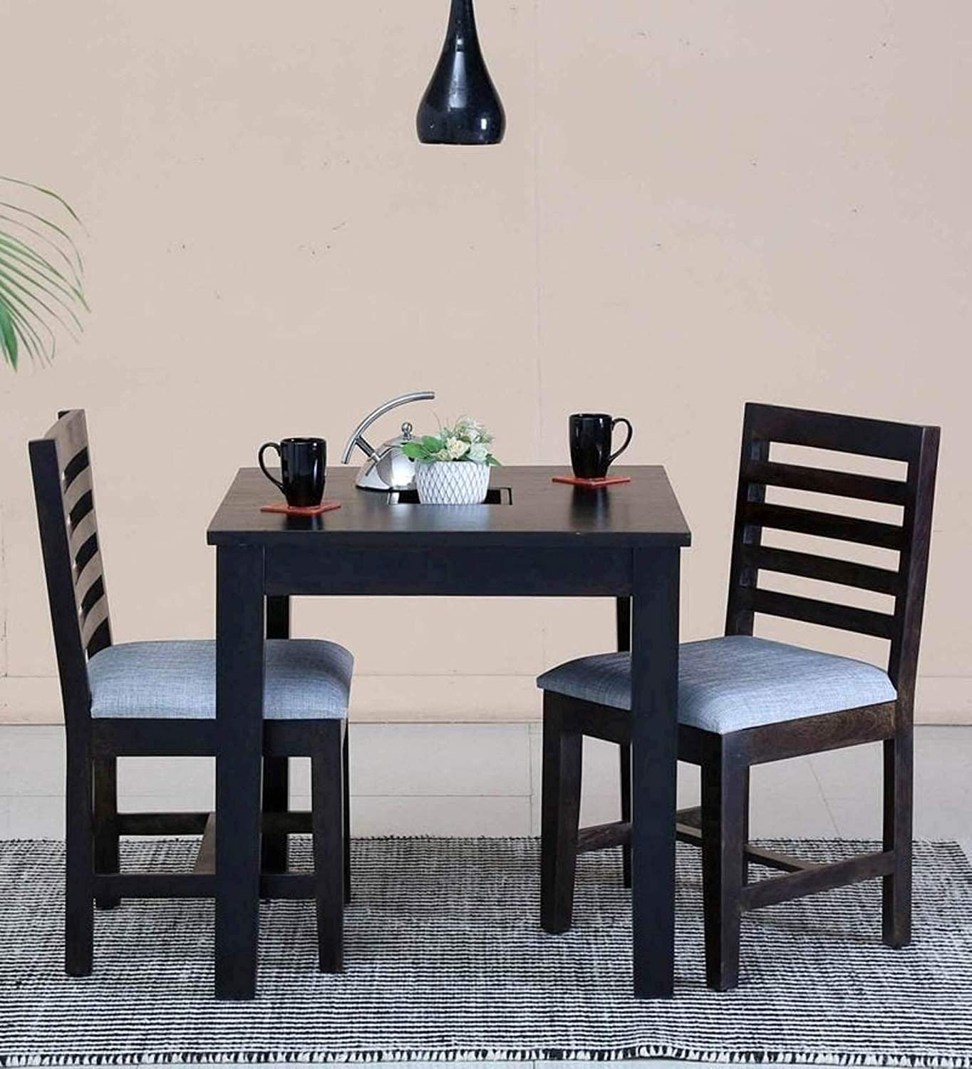 Jeenwood Wooden Dining Table 2 Seater | Two Seater Dinning Table with 2 Chairs for Home | Dining Room Sets for Restraunts | Sheesham Wood, Warm Chestnut - Brown