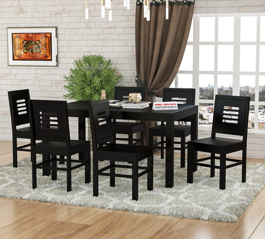 Jeenwood Sheesham Wooden 6 Seater Dining Table with 6 Chairs Dining Set for Dining Room - Wooden Dining Table Set 6 Seater for Living Room Home - Walnut