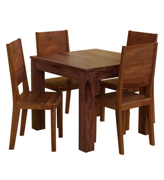 Jeenwood Solid Wood Dining Table 4 Seater | Four Seater Dinning Table with Chairs | Dining Room Set | Sheesham Wood, Teak Finish - Brown