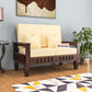 Jeenwood Solid Sheesham Wood 2 Seater Sofa, 2 Seater Sofa with Side Pockets with Cushions for Living Room, Home Furniture - Walnut Finish