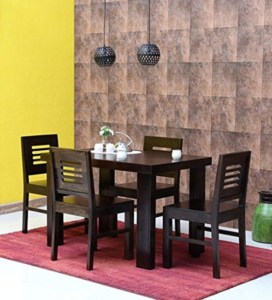Jeenwood Sheesham Wood Dining Table 4 Seater | Dinning Table with 4 Chairs | Dining Room Furniture - Brown