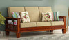 Jeenwood Solid Sheesham Wood Sofa Set 3 Seater - Without Pillow |=0 Cream Cushions - Honey Finish - Honey Finish