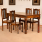 Solid Wood 4 Seater Dining Table Set with Wooden Chairs and Storage Drawer