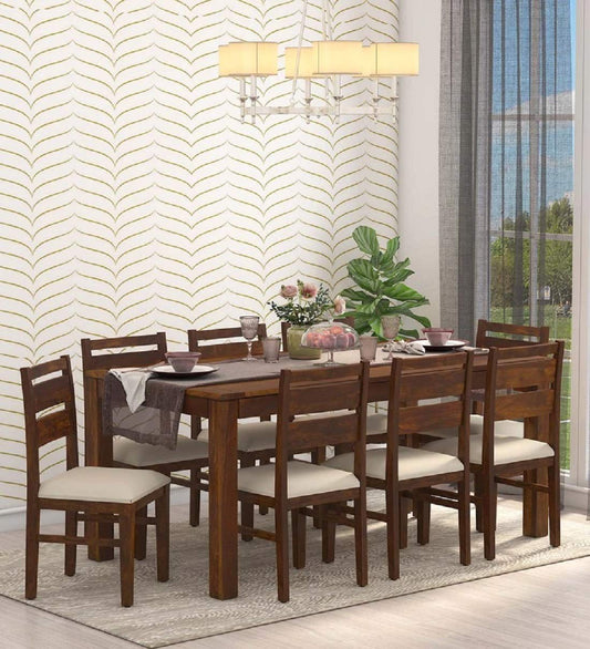 Jeenwood Wooden Dining Table 8 Seater | Eight Seater Dinning Table with 8 Chairs for Home | Dining Room Sets for Restraunts | Sheesham Wood, Provincial Teak Brown - Brown