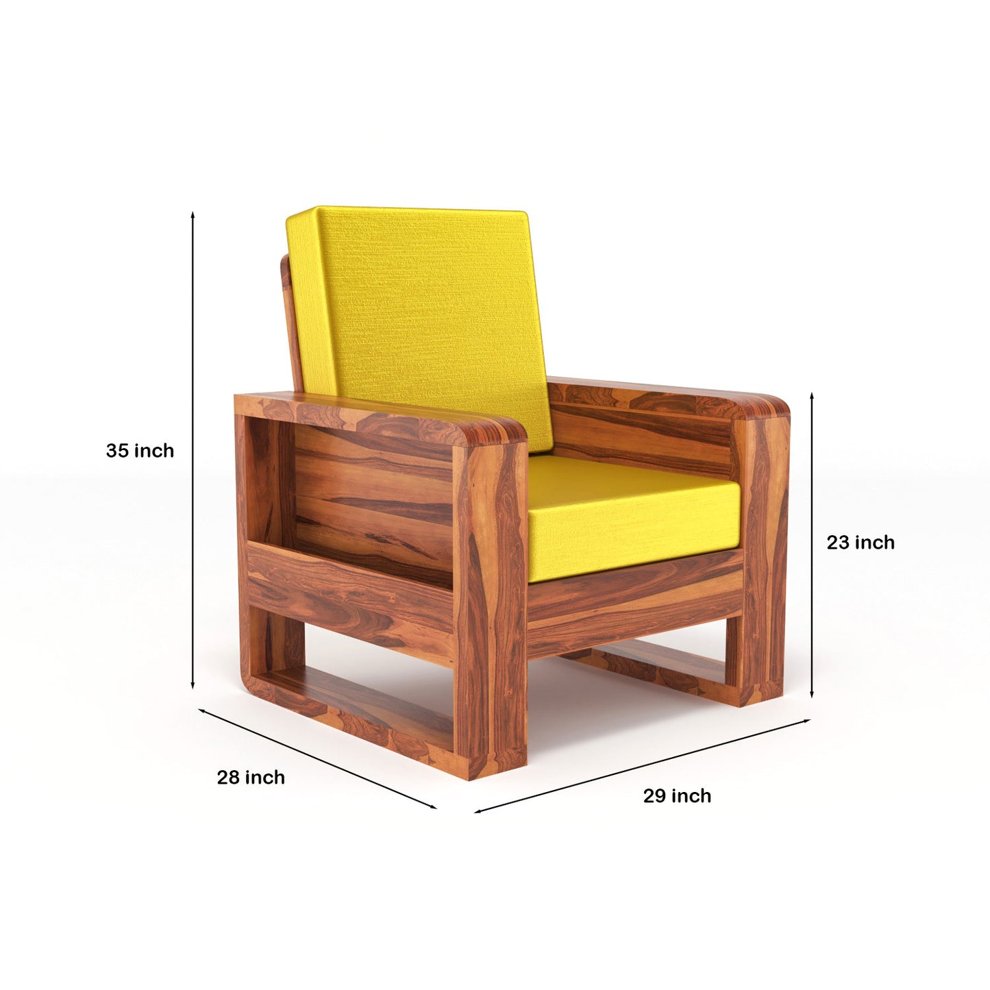 Solid Wood 6 Seater Sofa Set (3+2+1) | Natural & Walnut Finish Wooden Sofa with Cushions