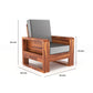 Solid Wood Single Seater Sofa | Natural & Walnut Finish Wooden Chair with Cushioned Comfort