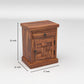 Solid Sheesham Wood Bedside Table with Drawer & Storage Cabinet