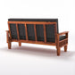 Solid Wood 5 Seater Sofa Set (3 Seater + 2 Single Seaters) | Natural & Walnut Finish with Cushioned Comfort