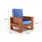 Solid Wood 5 Seater Sofa Set (3+1+1) | Natural & Walnut Finish Wooden Sofa with Cushions
