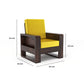Solid Wood Single Seater Sofa | Natural & Walnut Finish Wooden Chair with Cushioned Comfort