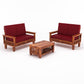 Solid Wood 4 Seater Sofa Set (Set of 2) | Natural & Walnut Finish Wooden Sofa with Cushions