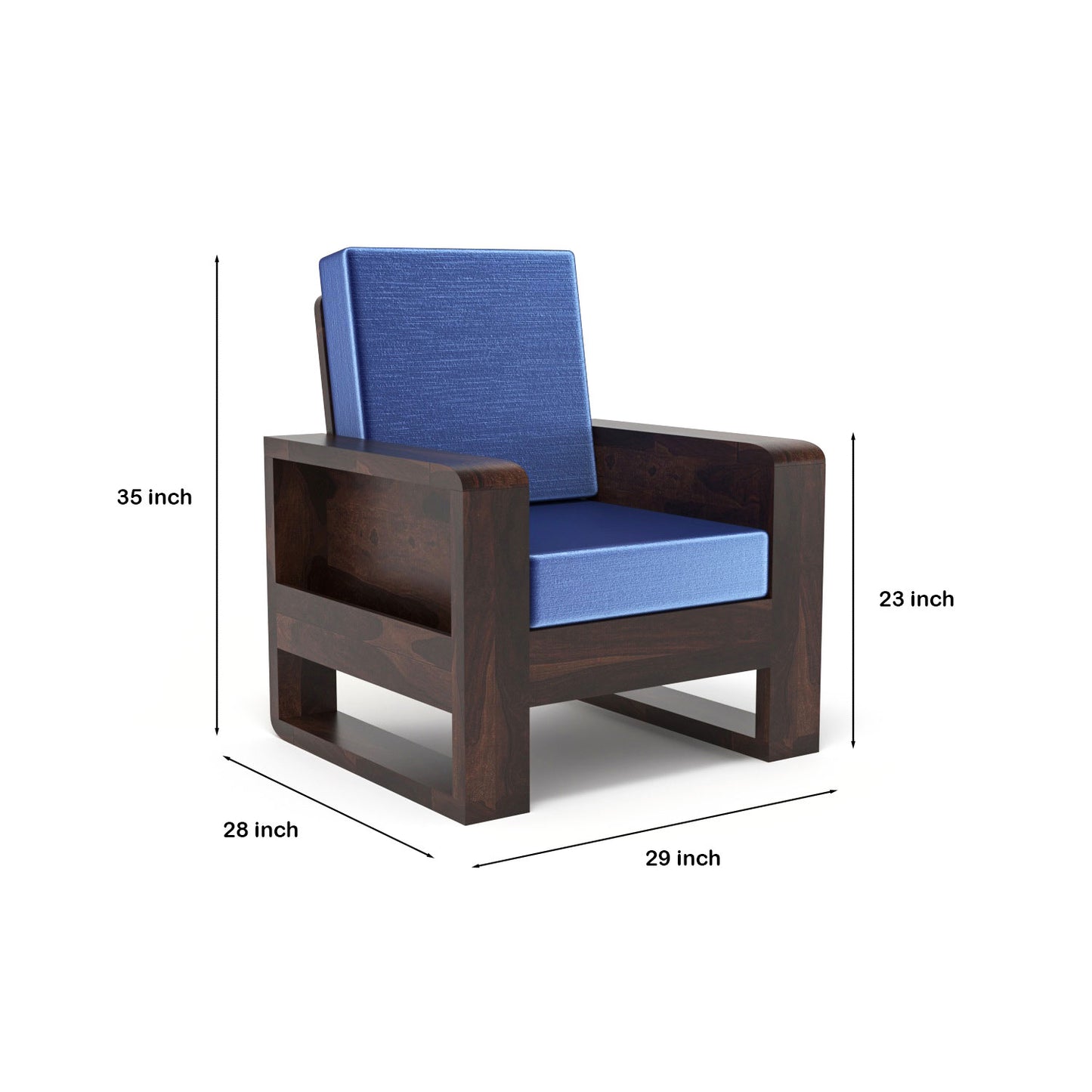 Solid Wood 6 Seater Sofa Set (3+2+1) | Natural & Walnut Finish Wooden Sofa with Cushions
