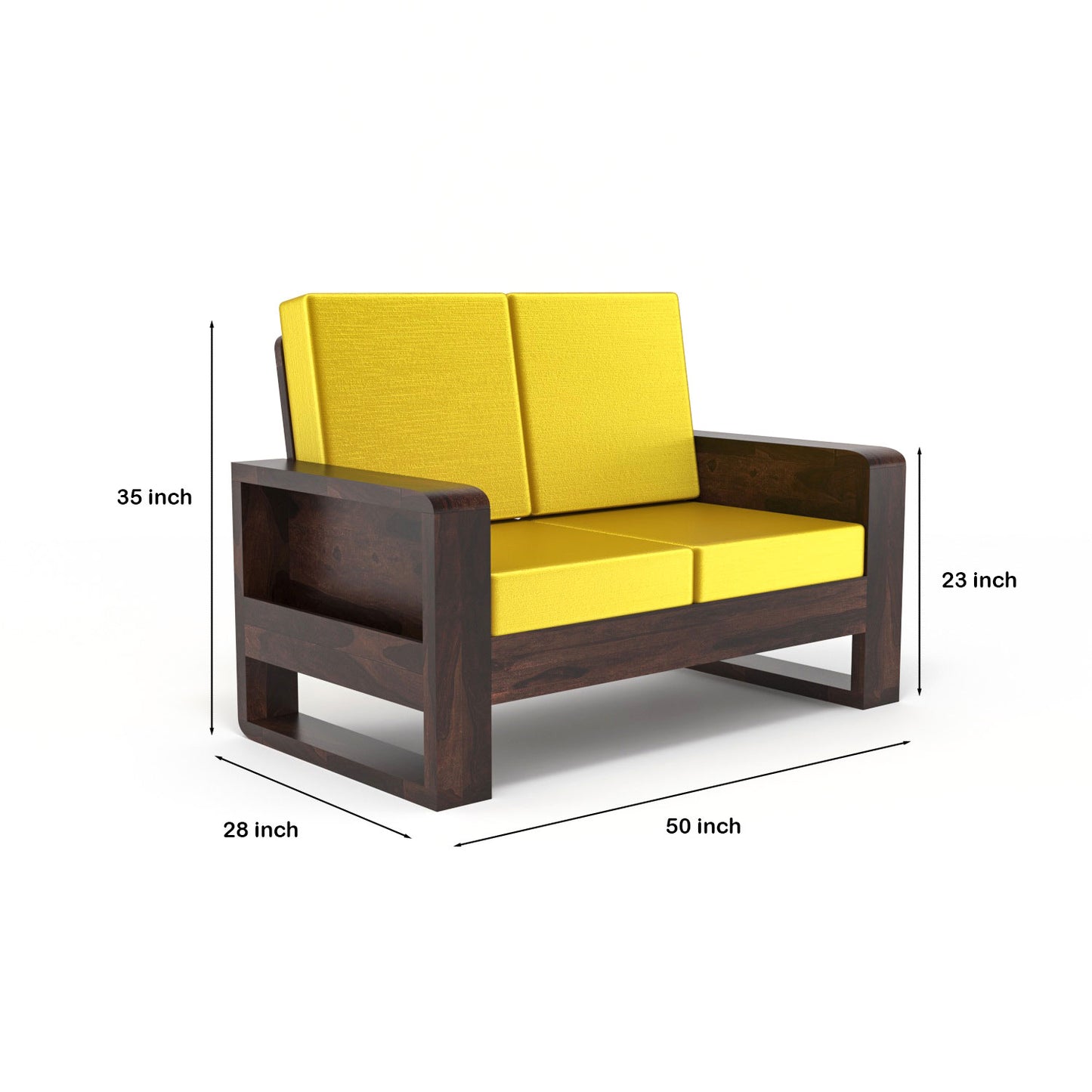 Solid Wood 7 Seater Sofa Set (3+2+2) | Natural & Walnut Finish Wooden Sofa with Cushions