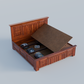 King Size Solid Sheesham Wood Bed with Storage
