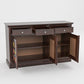 Solid Teak Wood Storage Cabinet with Handcrafted Tile Doors