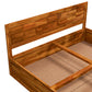 Solid Wood Queen Size Bed with Geometric Panel Headboard