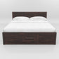 Solid Wood Storage Bed with Designer Panel Headboard – King Size Wooden Bed
