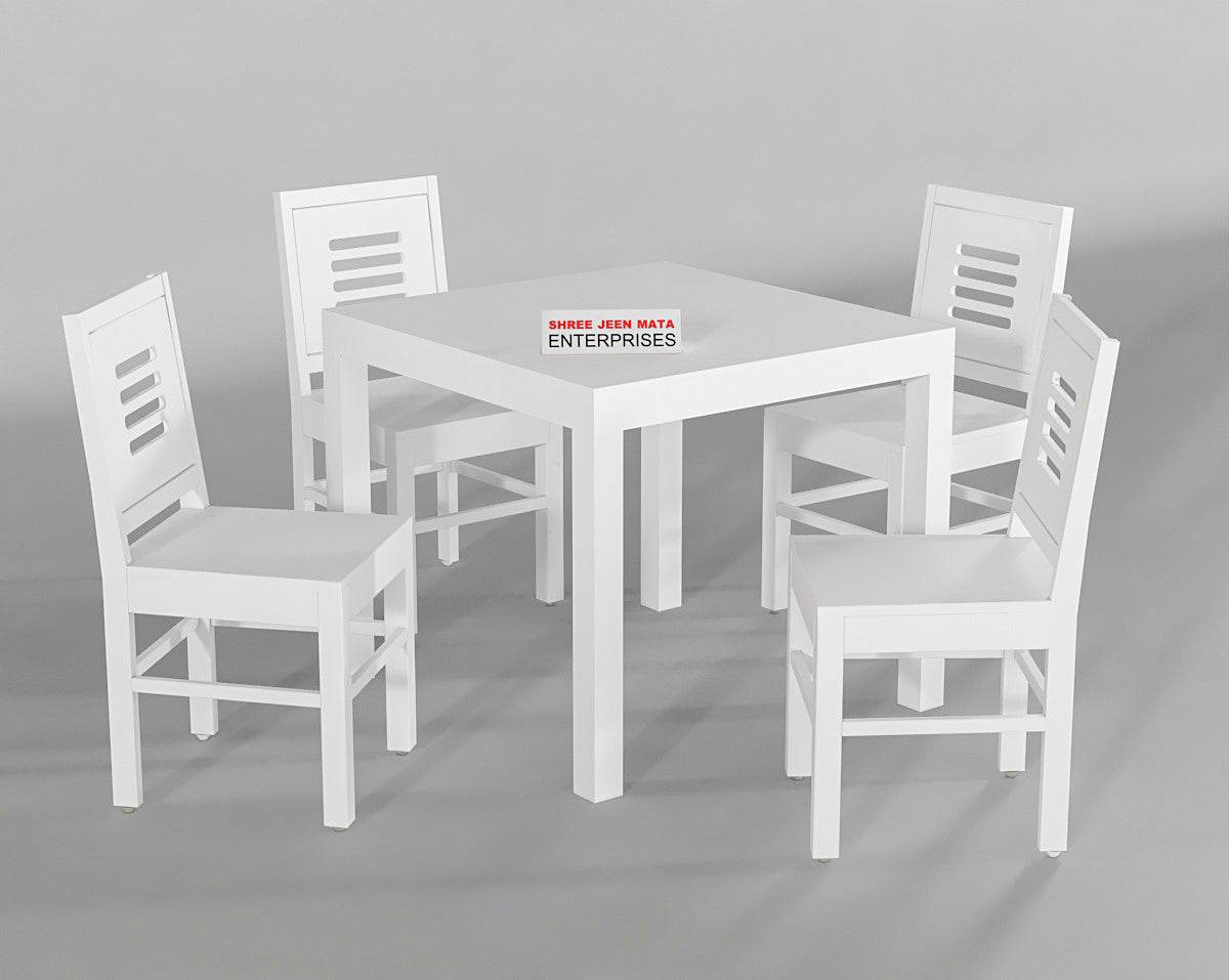 Solid Wood 4 Seater Dining Table Set with 4 Wooden Chairs