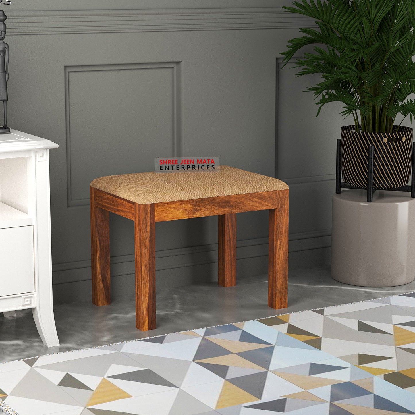 Solid Wood Multipurpose Side Table with Natural & Walnut Finish