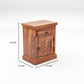 Solid Wood Bedside Table with Chevron Design Door & Drawer