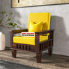 Jeenwood Sheesham Wood Single Seater Sofa | Wooden Single Sofa Chair - Premium Single Chair for Living Room Bedroom | 1 Person Sofa for Home Office Furniture - yellow Walnut