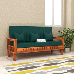 Jeenwood Solid Sheesham Wooden Sofa 3 Seater | 3 Person Sofa - 3 Seater Sofa for Living Room | Premium Sofa Set 3 Seater for Home Office Furniture - Honey