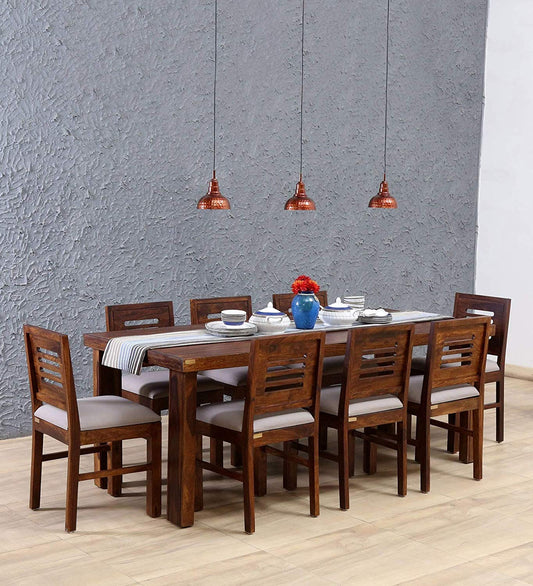 Jeenwood Sheesham Wood Dining Table 8 Seater | Dinning Table with 8 Chairs | Dining Room Furniture - Brown