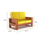 Solid Wood 2 Seater Sofa | Natural & Walnut Finish Wooden Sofa with Cushioned Comfort