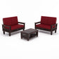 Solid Wood 4 Seater Sofa Set (Set of 2) | Natural & Walnut Finish Wooden Sofa with Cushions