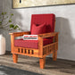 Solid Wood Single Seater Sofa with Natural & Walnut Finish and Cushioned Comfort