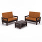 Solid Wood 4 Seater Sofa Set (Set of 2) | Natural & Walnut Finish Wooden Sofa with Cushions