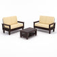 Solid Wood 4 Seater Sofa Set (Set of 2) | Natural & Walnut Finish Wooden Sofa with Cushions