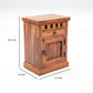 Solid Sheesham Wood Bedside Table with Drawer & Storage Cabinet