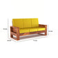 Solid Wood 6 Seater Sofa Set (3+2+1) | Natural & Walnut Finish Wooden Sofa with Cushions