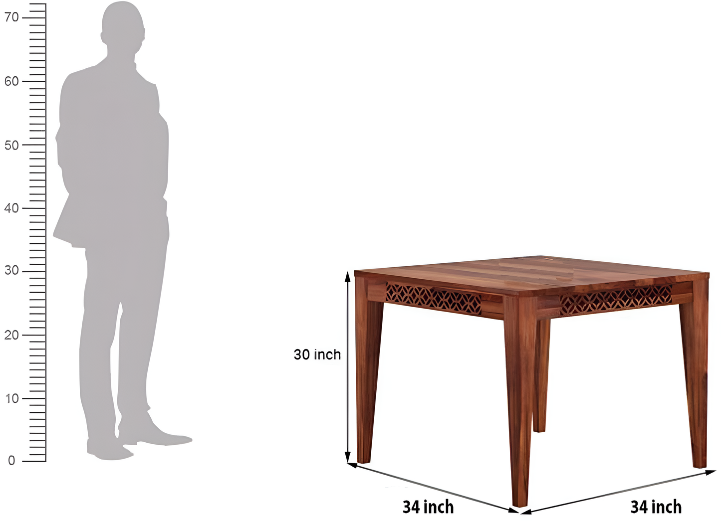 Solid Wood 4 Seater Dining Table Set with 4 Chairs