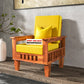 Solid Wood Single Seater Sofa with Natural & Walnut Finish and Cushioned Comfort