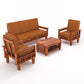 Solid Wood 5 Seater Sofa Set (3 Seater + 2 Single Seaters) | Natural & Walnut Finish with Cushioned Comfort