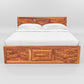 Solid Wood Storage Bed with Designer Panel Headboard – King Size Wooden Bed