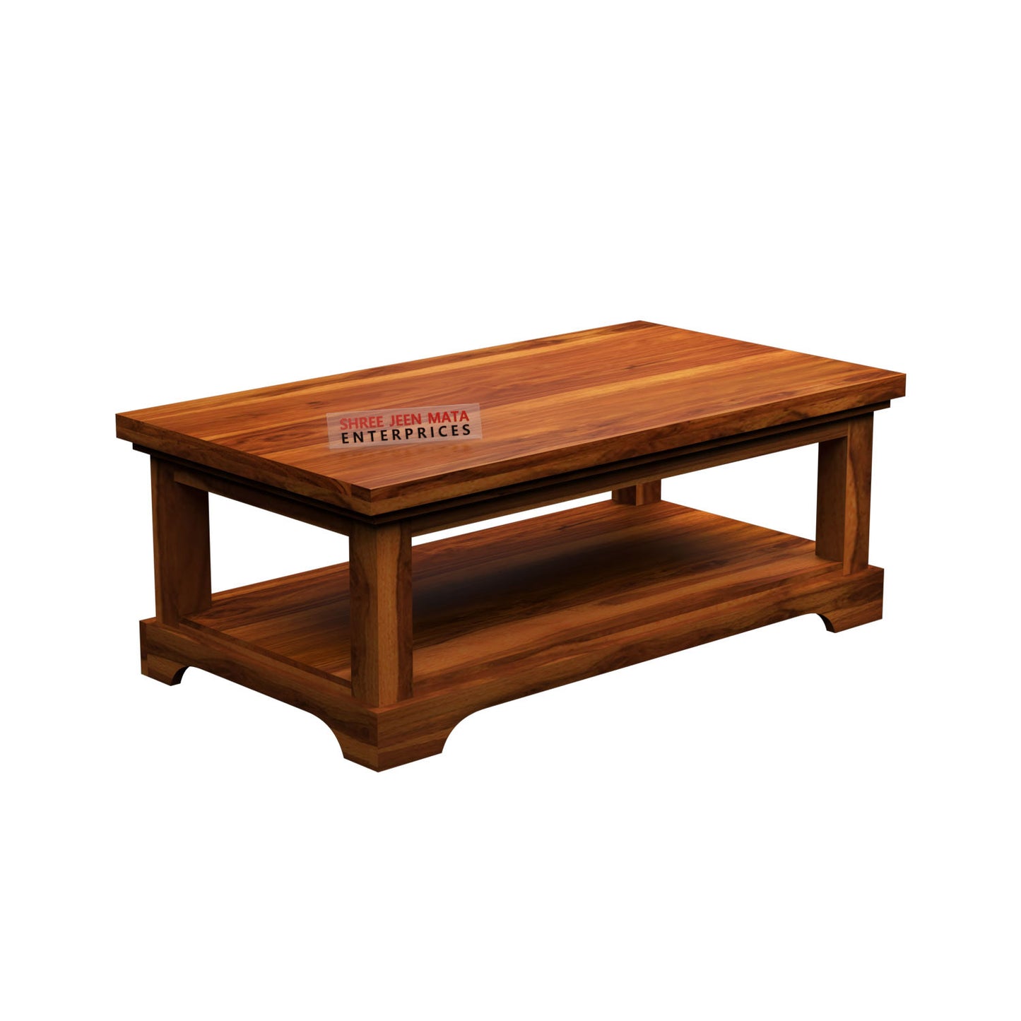 Handcrafted Solid Wood Coffee Table with Open Shelf