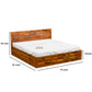 Solid Wood Queen Size Bed with Geometric Panel Headboard