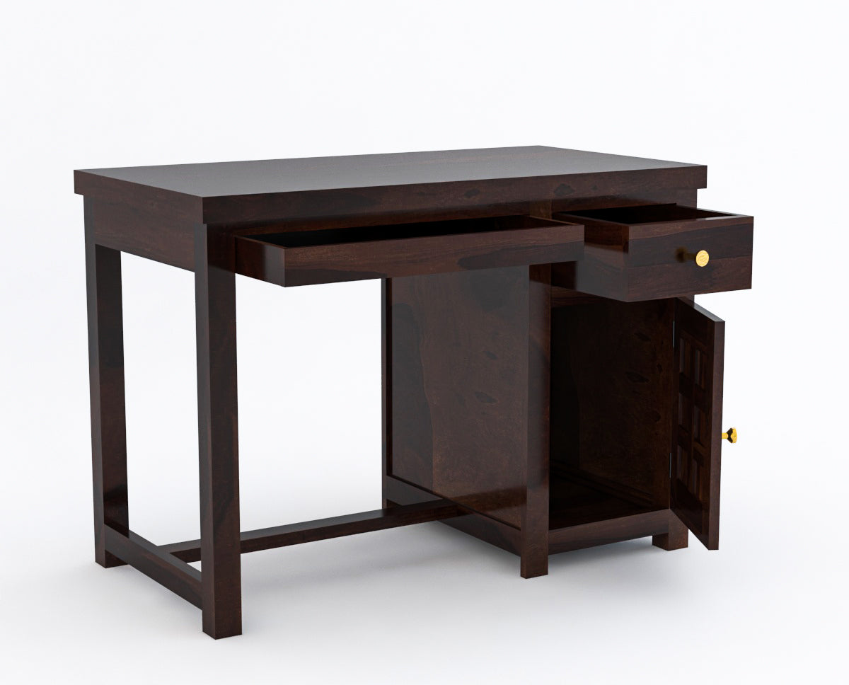 Solid Sheesham Wood Study Table with Storage & Matching Chair