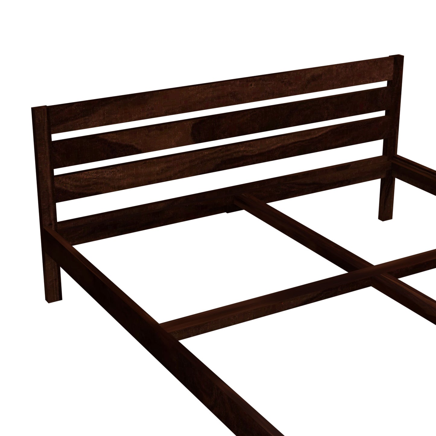 Solid Wood Queen Size Bed with Slat Headboard