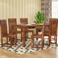 Solid Wood 6 Seater Dining Table Set with Slatted Back Chairs