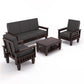 Solid Wood 5 Seater Sofa Set (3 Seater + 2 Single Seaters) | Natural & Walnut Finish with Cushioned Comfort