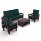 Solid Wood 5 Seater Sofa Set (3 Seater + 2 Single Seaters) | Natural & Walnut Finish with Cushioned Comfort